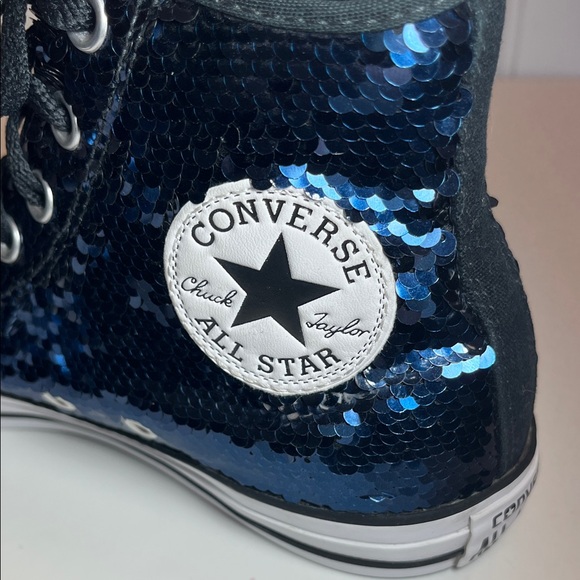 Converse Chuck Taylor All Star Women's Midnight Indigo Blue Sequin High-Tops - Picture 13 of 16